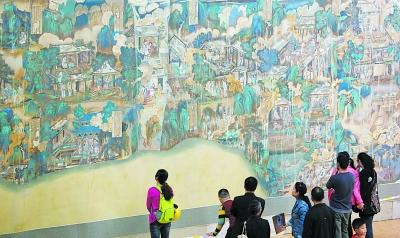 山西永乐宫临摹壁画展出 全部作品重500公斤